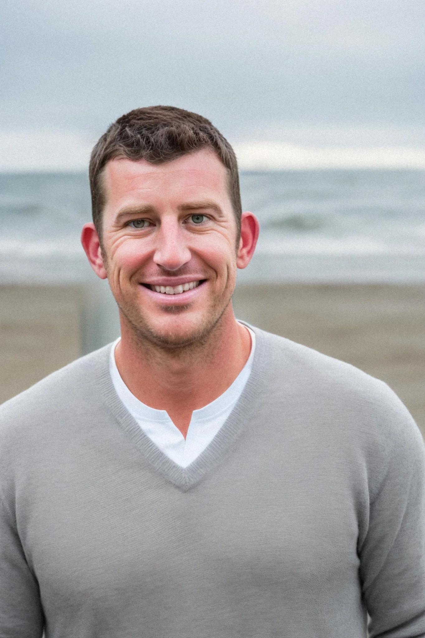 Brad Balkham, owner of Lucky Dog Roofing, by the water in the Lowcountry